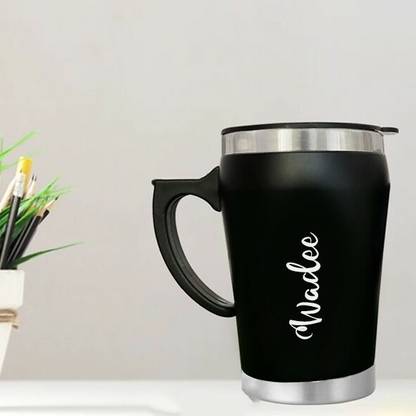 SY Gifts Black Coffee With Wadee Name Stainless Steel Coffee Mug