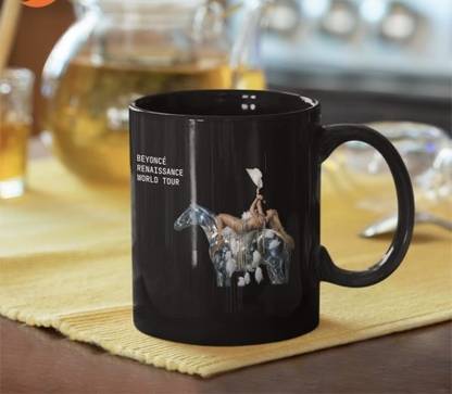craft maniacs BEYONCE SILVER HORSE 350 ML CERAMIC MUG Ceramic Coffee Mug