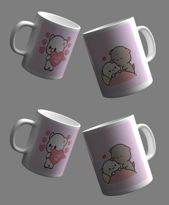 SRK CREATION BEST CUTE DESIGN WHITE PRINTED MUG SRK-GA2-0462 Ceramic Coffee Mug