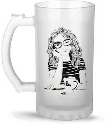 Eedhasretails Girl Sketch Glass Beer Mug