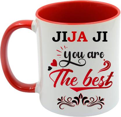 printsbea Printed JIJA JI YOU ARE THE BEST Quotes Inside & Handle Red Ceramic Ceramic Coffee Mug