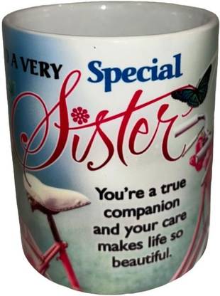 GlazenGrace My Friend Ceramic with Pink Bow, Thinking of You Message, Sister Name, Gift Ceramic Coffee Mug