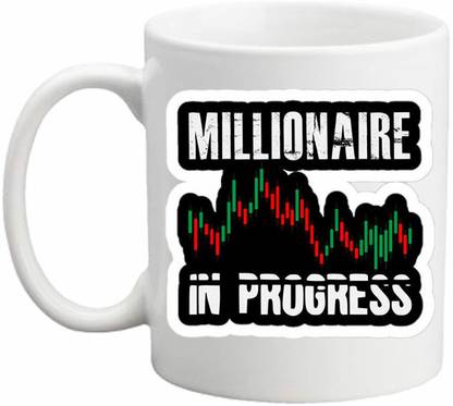 Artefact Millionaire in Progress Printed Gift For Trader, Trading Coffee (350 ml) Ceramic Coffee Mug