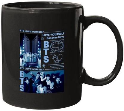 craft maniacs BTS SUGA BLUE 330 ML BLACK COFFEE MUG FOR BTS ARMY Ceramic Coffee Mug