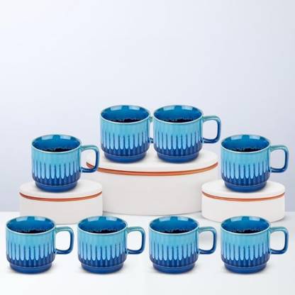 The Better Home Royal Blue Cups x8 (200ml) - Microwave Safe , Scratch Resistant Ceramic Coffee Mug