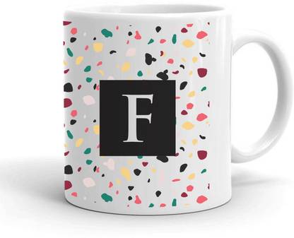SMIZE Alphabet F Printed White - Stylish Monogram Coffee Cup Ceramic Coffee Mug