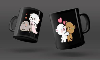 SRK CREATION BEST CUTE DESIGN BLACK PRINTED MUG SRK-GA-0565 Ceramic Coffee Mug