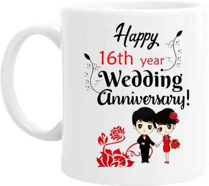 printsbea Printed Happy 16th Year Wedding Anniversary Quotes Ceramic Coffee Ceramic Coffee Mug