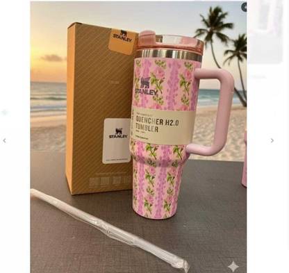 ved online mart Flower Engraved Stanley Quencher H2.0 Flowstate Tumbler Stainless Steel Tumbler