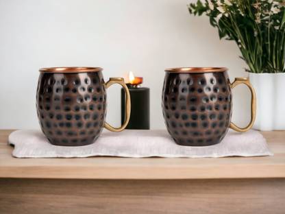Le Casa Moscow 2PC Set | Antique - 500ML Each |Pure Copper With ISO Certification| Copper Coffee Mug