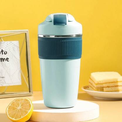 YELONA Mint Blue Insulated Macaroon Coffee, Tumbler with in-Built Straw and Sipper Stainless Steel Coffee Mug