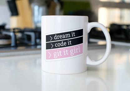 TheHackStore Github Girl Computer/Technology HD Printed Coffee (Set of 1) Ceramic Coffee Mug