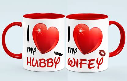THE INDIA STYLE Premium Quality I Love my Hubby & Wifey Couple Gift Ceramic Coffee Mug