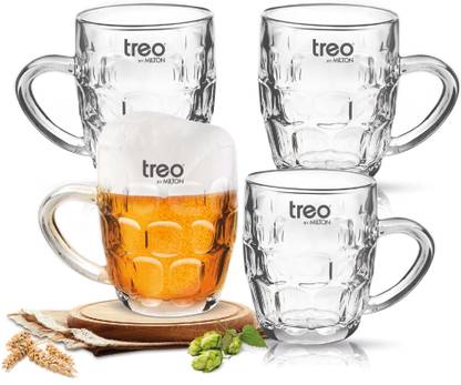 TREO Cascade Cool Glass Beer, Set of 4, 292 ml Each| Serve Whiskey | Wine | Juice Glass Beer Mug