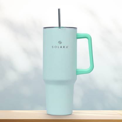 Solara Elixir Insulated with Lid and Straw, Hot & Cold, Office, Travel, Gym, Icy Mint Stainless Steel Tumbler
