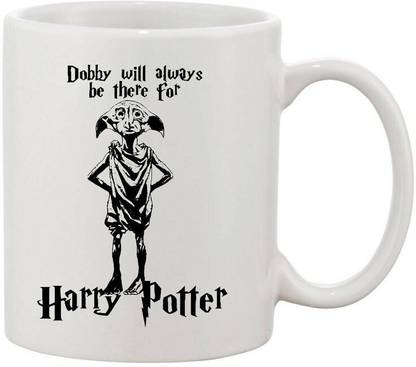 craft maniacs DOBBY WILL ALWAYS BE THERE 330 ML WHITE MUG FOR HARRY POTTER LOVERS Porcelain Coffee Mug