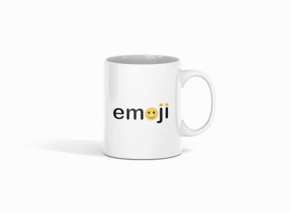 HopOffer Ariel Text with Emoji Dots- Emoji Printed Coffees For Emoji Lovers Ceramic Coffee Mug