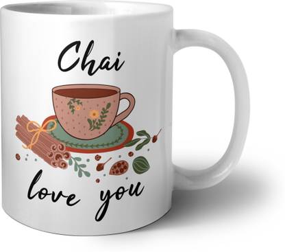 Hiker Chai Love You Design Printed Drinking Tea Coffee Cup, Ceramic Coffee Mug