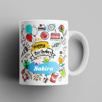 Beautum Happy Birthday Sakira Name Model No:DOD003054 White Ceramic Coffee Mug