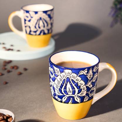 Saras Aajeevika SO2al Painting Khurja Pottery Milk Ceramic Coffee Mug