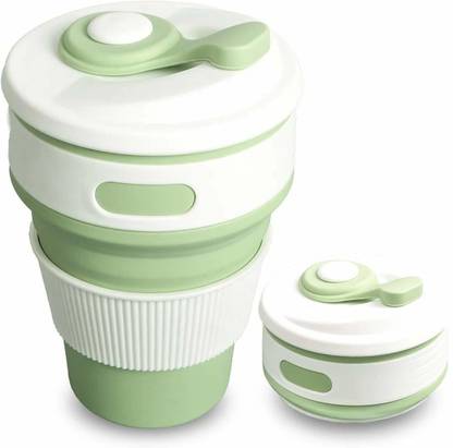 starchef Foldable Coffee Cup with Lids, Reusable Silicone Pocket Cup Portable Folding Travel Leak Proof Suitable for Outdoor Camping Hiking Office Home etc, 350Ml Plastic Coffee Plastic Coffee Mug