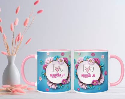 NH10 DESIGNS Mausa Ji & Mausi Ji Printed Cup For Couple Anniversary Gift- 2FMCP3TM 55 Ceramic Coffee Mug