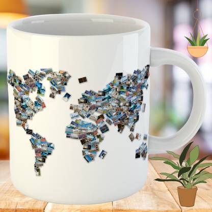 BuyersCue World Map Multicolour Designed Currency Ceramic Coffee Mug