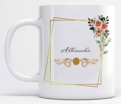 LOROFY Name Abhinandan Printed Frame Design Ceramic Coffee Mug
