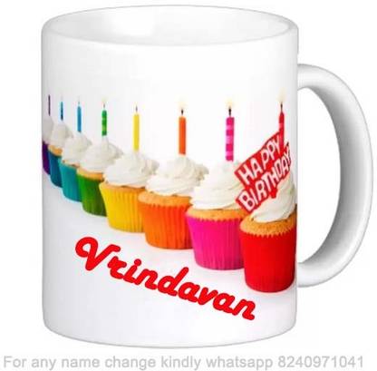 Exocticaa Happy Birthday Gift for Vrindavan Cake theme Message 022 Ceramic Coffee Mug