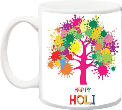 SCPmarts Gift for Holi;;Happy holy Tree rang colorfull 3D Printed Ceramic Coffee Mug