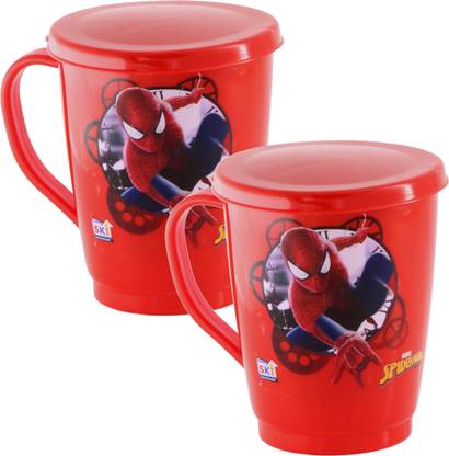 SKI Homeware Charlie Steel ,SET OF 2, Spiderman, 300ML each, return gift for kids party Stainless Steel, Plastic Coffee Mug
