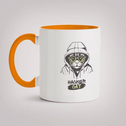 MOTIVATE BOX Ceramic Orange Inner Colour Coffee printed design Hacker Ceramic Coffee Mug