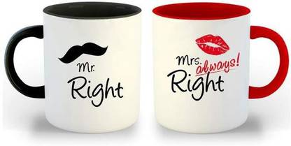 DLY Mr Right Mrs Always Right Pack Of 2 Ceramic Coffee Mug