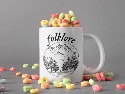 craft maniacs TAYLOR SWIFT FOLKLORE PORTRAIT PRINTED 330 ML MUG FOR TAYLOR SWIFT LOVERS Ceramic Coffee Mug