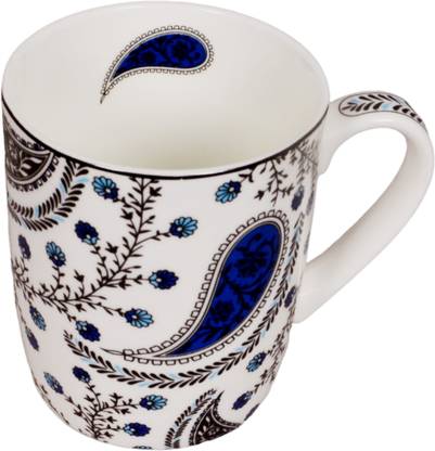 Senary Floral Revival Royal Blue Bone China Coffee Mug