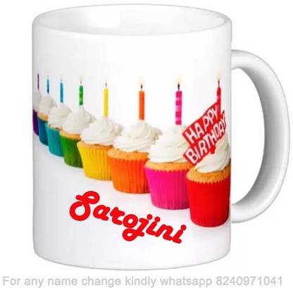 Exocticaa Happy Birthday Gift for Sarojini Cake theme Message 022 Ceramic Coffee Mug