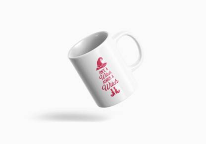Tulip Art Once A Witch Always A Witch (Pink Text)-Halloween Themed Printed Coffees Ceramic Coffee Mug