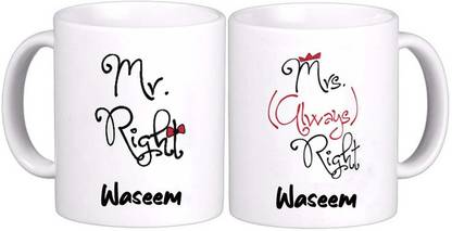 Exocticaa Romantic Mr & Mrs Waseem Couple Funny Anniversary Quote Love 202 Ceramic Coffee Mug