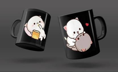 SRK CREATION BEST CUTE DESIGN BLACK PRINTED MUG SRK-GA-0646 Ceramic Coffee Mug