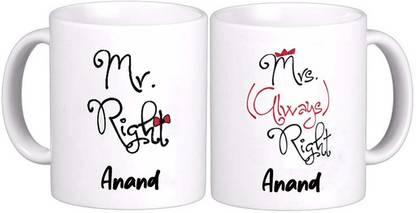 GNS National Romantic Mr & Mrs Anand Couple Funny Anniversary Quote Love 202 Ceramic Coffee Mug