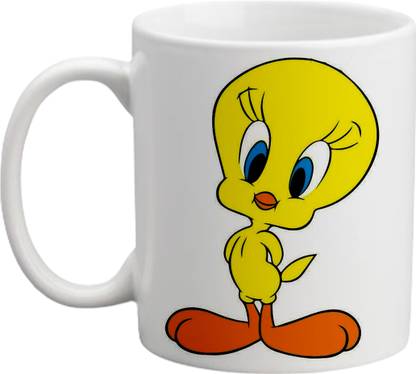 JoaToyBox Tweety Cartoon Graphic Printed Full White Coffee and Tea Ceramic Ceramic Coffee Mug