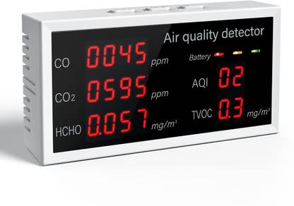 HASTHIP Air Quality Monitor, 5 in 1 LCD Multifunctional CO2 Detector Carbon Dioxide Air Quality Meter