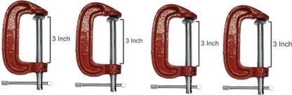 Luxuro C-Clamps Set of 4 Pcs For Metalworking, Woodworking, Max Jaw Opening 3-Inch Multi Vise Tool