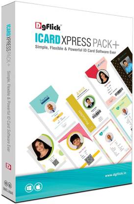 DGFlick Icard Xpress Pack Plus (ID Card Designing Software with QR & Barcode), Lifetime Subscription