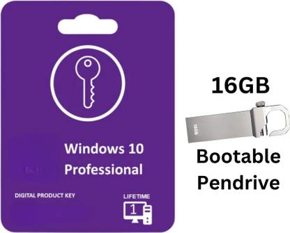 Hrishnali windows 10 pro activation / license key & 16GB bootable Pen drive Lifetime for 32 and 64 bit supported with 10 Year Manufacturer warranty on Pen drive