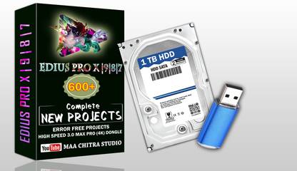 Edius Pro Wedding Projects | Edius Pro X | 9 | 8 | 7 Complete New Package 600+ Projects With 1TB Hard Disk & 3.0 High Speed Max Pro (4K) Dongle