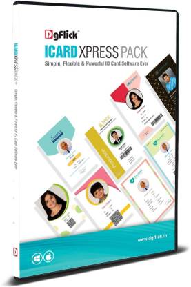 DGFlick Icard Xpress Pack (ID Card Designing Software with QR & Barcode), Lifetime Subscription