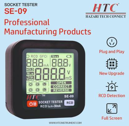 HTC SE 09 Socket Tester Outlet Tester Receptacle Tester for 230V LCD Display Digital Multimeter