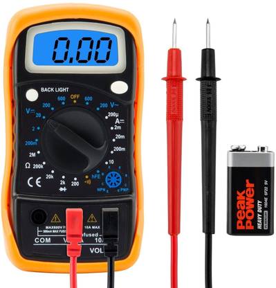 BALRAMA Measuring Voltage, Current, Resistance, Continuity Buzzer & Transistor hFE Test Digital Multimeter  (Black, Yellow 2000 Counts)