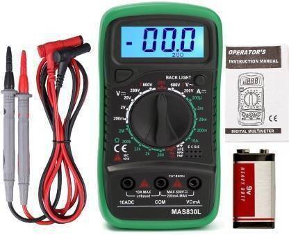 Montreal MAS830L With High Quality Probes AC/DC Voltage & DC Current Pocket Multitester Digital Multimeter (Green, Black 2000 Counts) Digital Multimeter (2000 Counts) Digital Multimeter